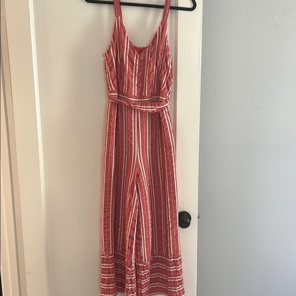 Anthropologie Red & White Stripe Jumpsuit